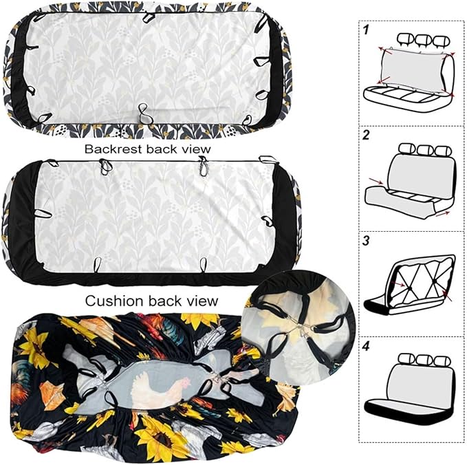 KEIAHUAN American Flag Deer Car Seat Covers for SUV/Sedan/Truck/Van Universal Fit Front and Rear Split Bench Seat Cover Set Soft and Stretchy Auto Interior Accessories Decoration