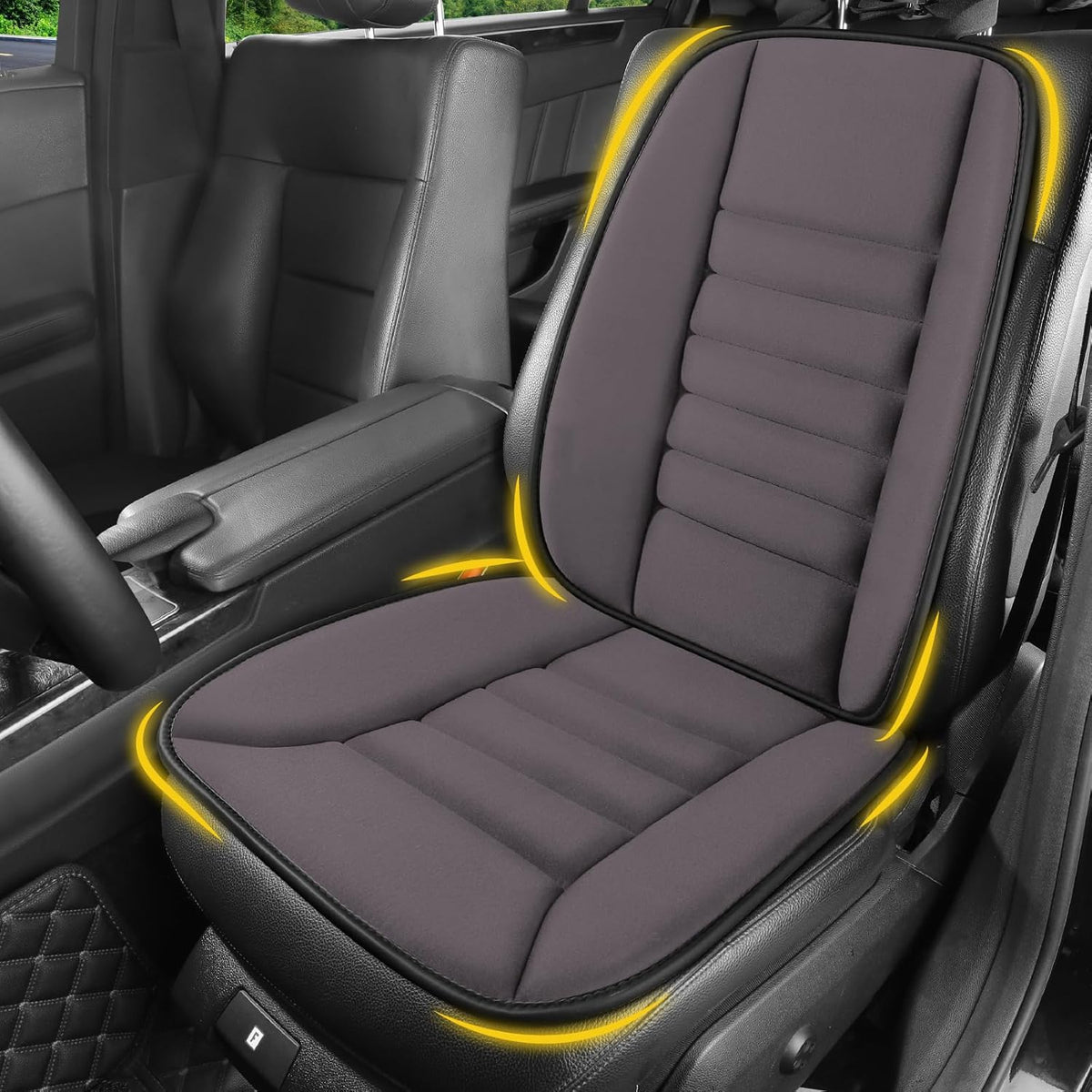 Car Seat Cushion with Back Support Pillow, Comfy Lumbar Support & Seat Cushion, Memory Foam Driving Pillow for Back-Sciatica Pain Relief, Auto Pad Suitable for Car, Truck, SUV - Dark Grey