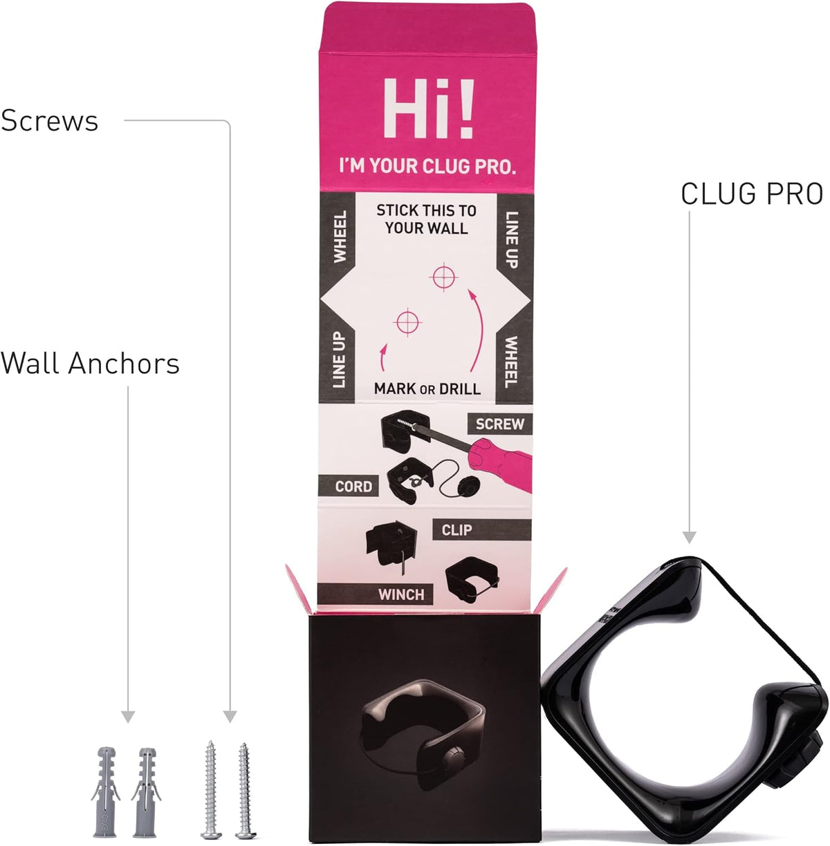 Hornit CLUG PRO | Wall Mounted Bike Rack | Secured by FIDLOCK | 5 Sizes | Easy to Install