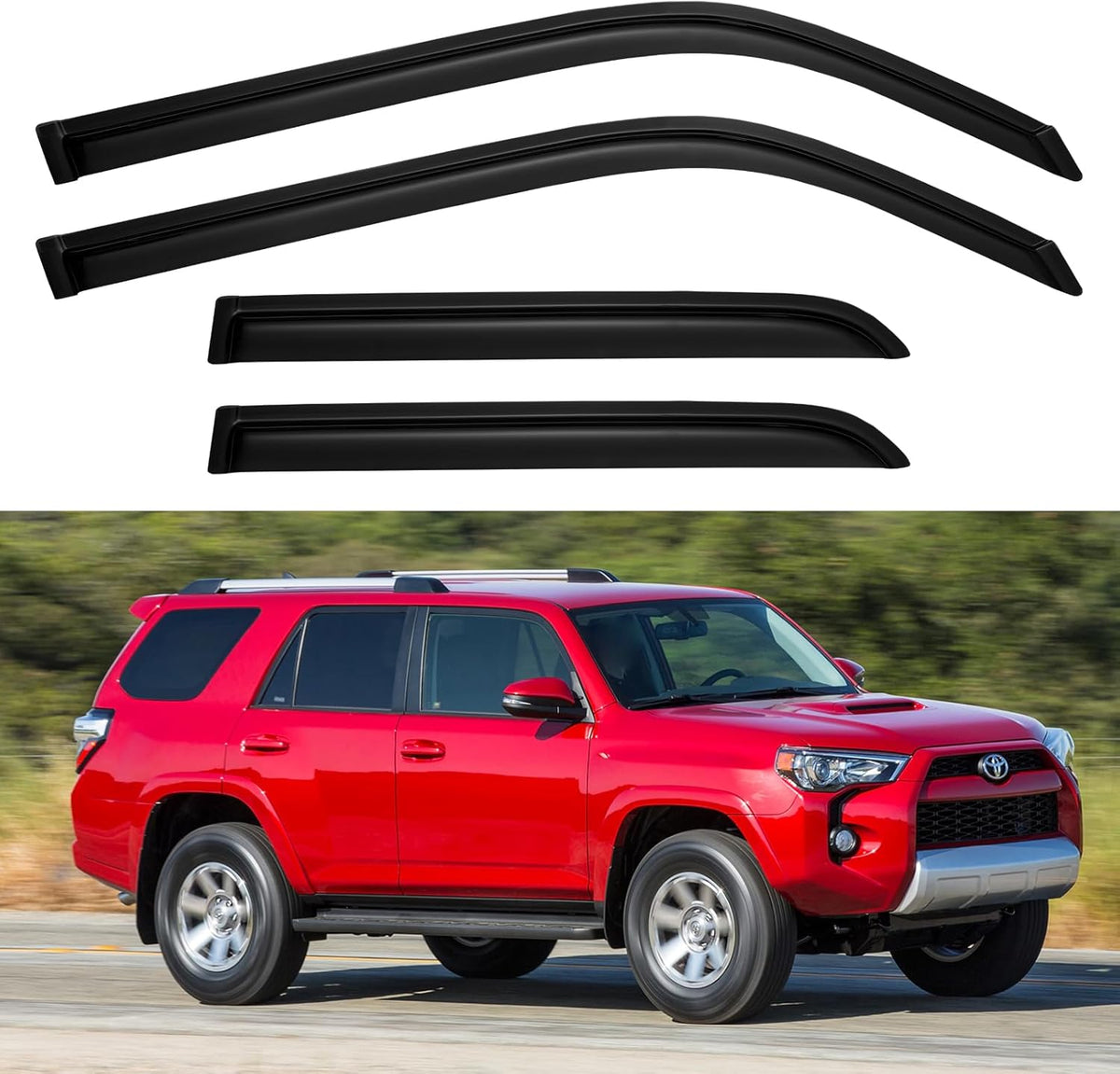 Window Visors Rain Guards for 2010-2024 Toyota 4Runner, Out-Channel Window Vent Wind Deflectors Visors Shades for 10-24 4 Runner