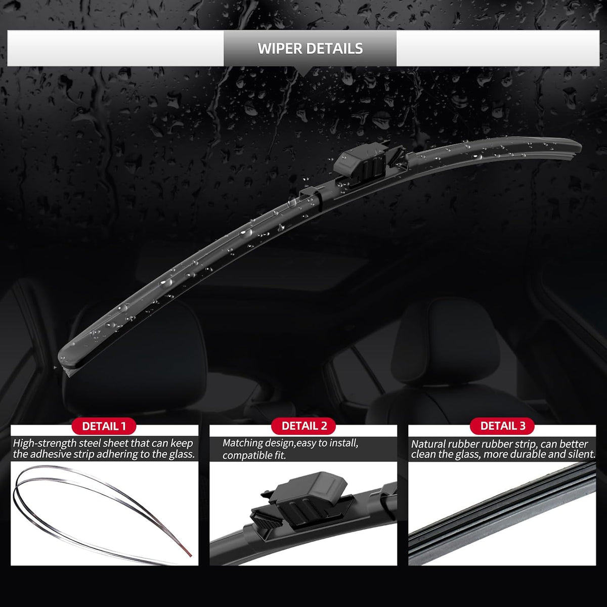 Replacement for BMW X2 2018-2023 Windshield Wiper Blade-3 Pieces of Car Front and Rear Window Wiper Blades