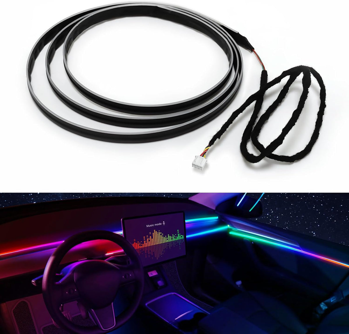 Dreamcolor Acrylic Interior Car LED Strip Light 43-inch, which fit for dreamcolor Main Controller Connects and sub-Controller kit (not Including), Not Applicable dreamcolor 1 Lights