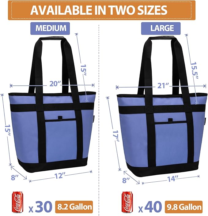 Insulated Cooler Bag, Reusable Grocery Bags for Hot/Cold Food, Thermal Food Delivery Bag for Beach, Travel, Picnics