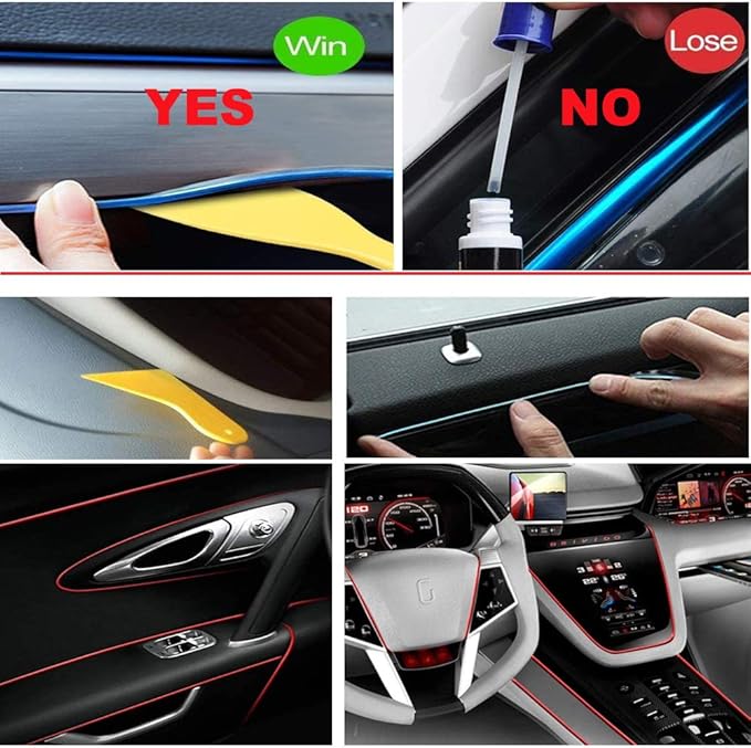 MaxLax Blue EL Wire Car Interior LED Kit - 16.4ft Flexible neon-Style Wire with 12V Fused Power Supply. Features 6mm Reinforced Edge for Easy auto Installation