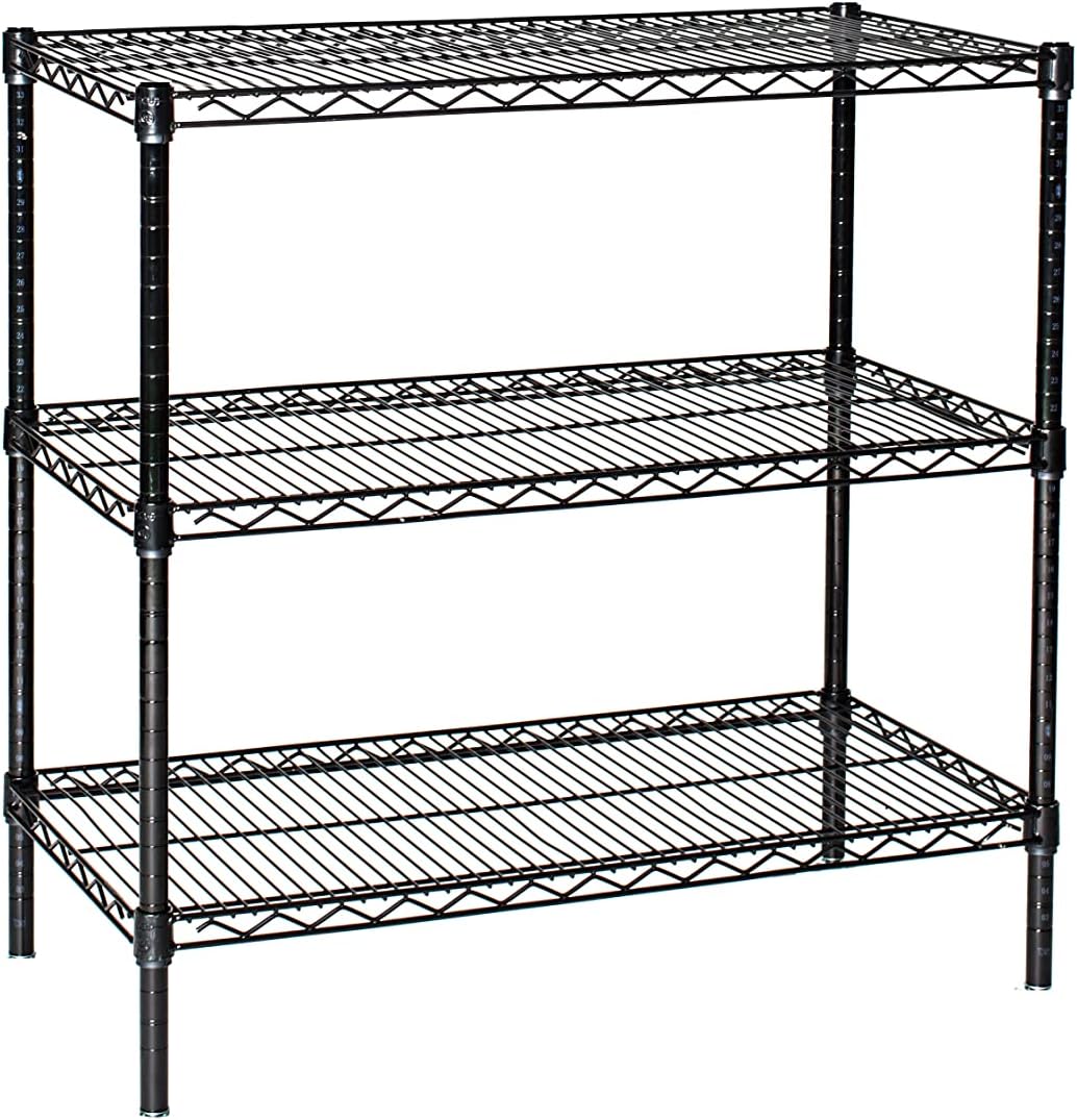 Omega 24" Deep x 36" Wide x 54" High 3 Tier Black Starter Shelving Unit