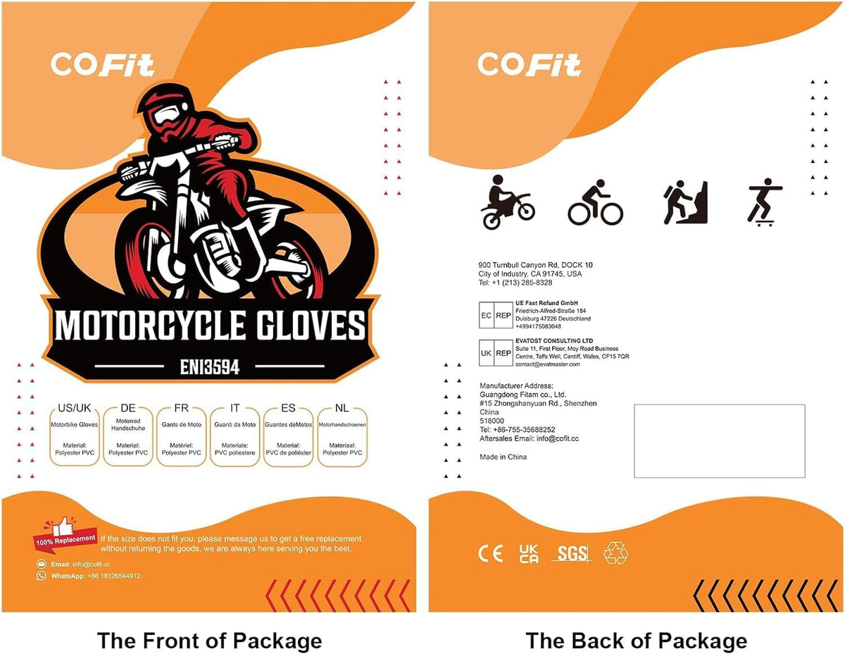 COFIT Motorcycle Gloves Breathable, Touchscreen Motorbike Gloves Anti-Slip with Good Grip Hard Knuckles Protection for Men Women Motocross, BMX ATV MTB Cycling, Road Racing - Black XXL