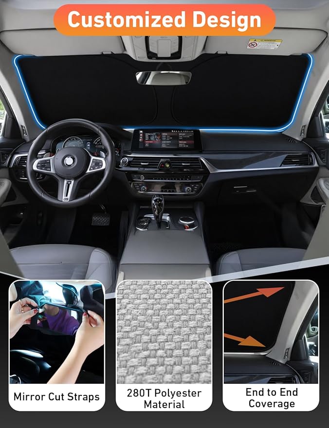 EcoNour Windshield Sunshade Compatible for Kia Sportage 2018-2020 2021 2022, Sun Visor for Front Windshield & Window Sun Shade Cover, UV Heat Blocker & Protector, Car Accessories