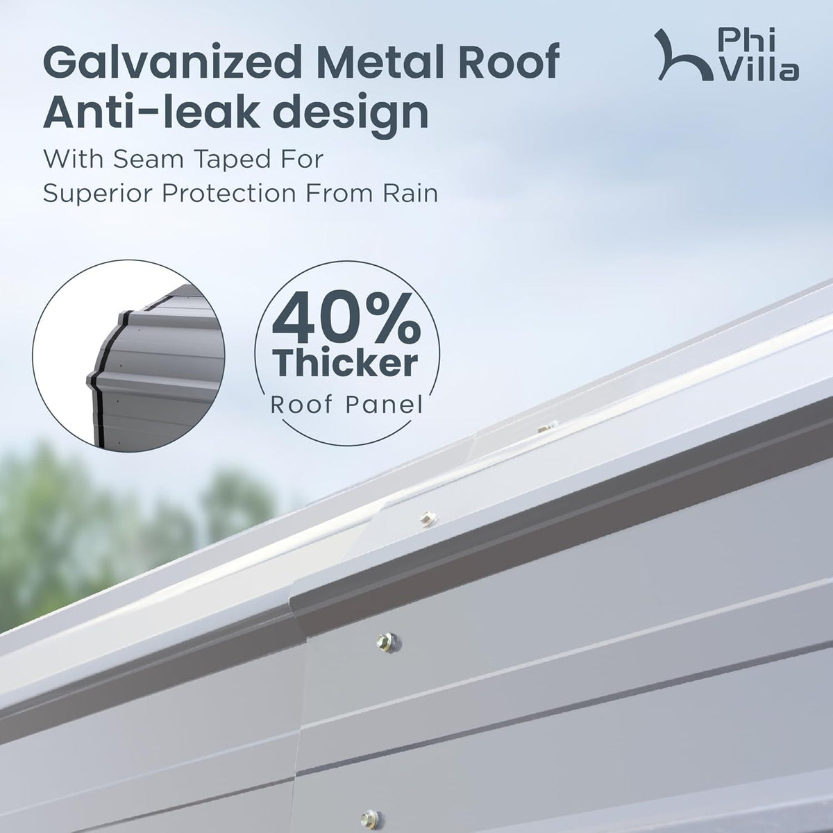 PHI VILLA 10 x 15 ft Heavy Duty Carport with Galvanized Steel Roof Multi-Use Shelter, Sturdy Metal Carport for Cars, Boats, and Tractors