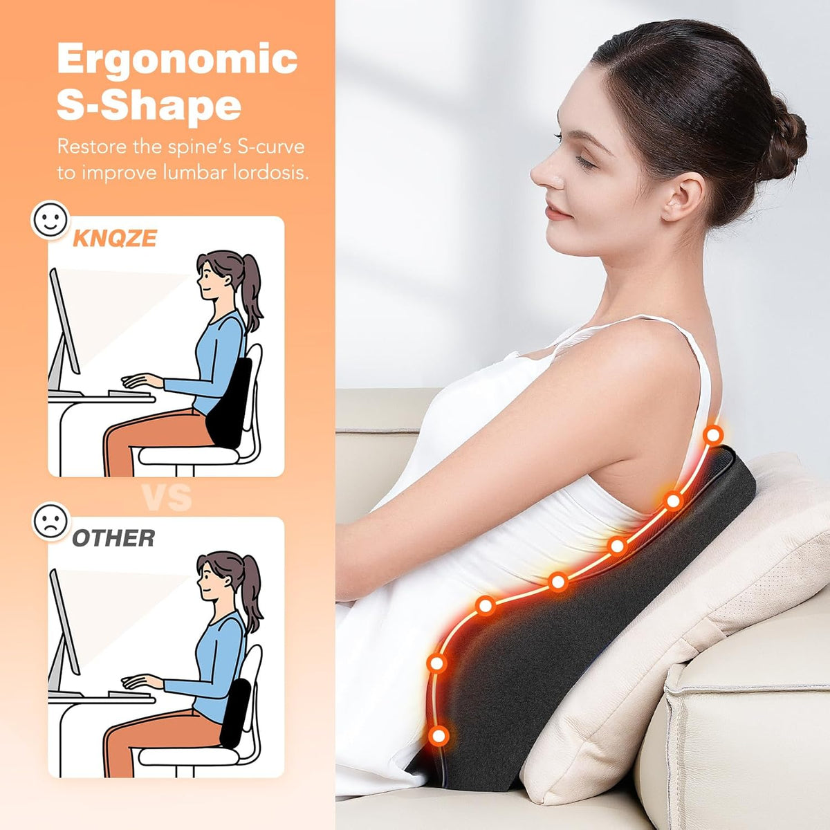 Lumbar Support Pillow for Office Chair, Back Support Pillow for Car, Recliner & Bed, Memory Foam Lower Back Cushion for Pain Relief & Improve Posture, Mesh Cover, Adjustable Straps, Gifts