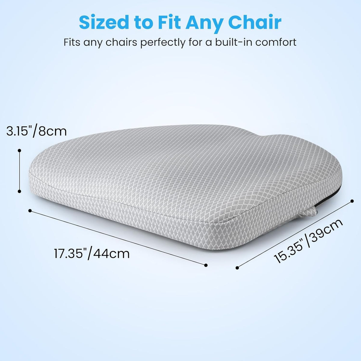 Office Chair Cushion - Breathable Pressure Relief Seat Cushion with Hours Sitting on Gaming/Car/Wheelchair, Extra-Dense Air Fiber for Orthopedic Coccyx, Sciatica & Hip Support (Light Gray)