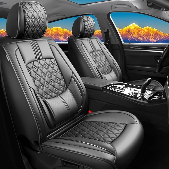 Fit Impreza Car Seat Covers for Subaru Impreza 2004-2024 2025 2026 - Upgraded Premium Waterproof & Breathable Leather, Airbag Compatible, All-Weather Seat Cushion Protector (Full Set, Black)
