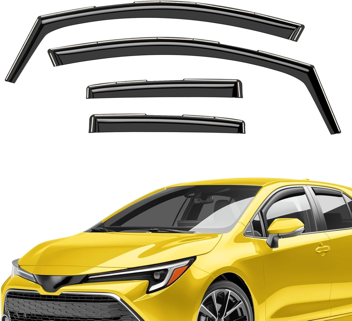 Extra Durable Window Deflectors in-Channel Window Visors Rain Guards Fit for Toyota Corolla 2020-2025 Hatchback, Sun Visors, Wind Vent for Shades, Exterior Car Accessories - 4 pcs. AG0910