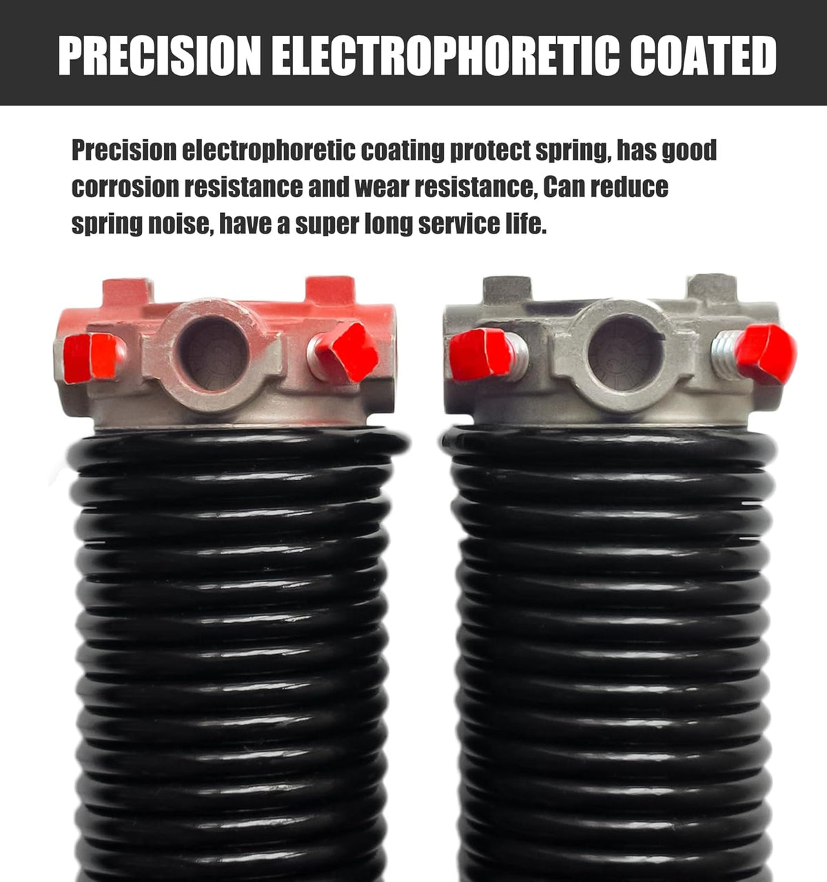 Garage Door Torsion Spring Set, Pair of 2" Electrophoresis Coated Garage Door Spring Replacement with 2 Non-Slip Winding Bars and Bearing, Minimum 16000 Cycles (.262x2x32")