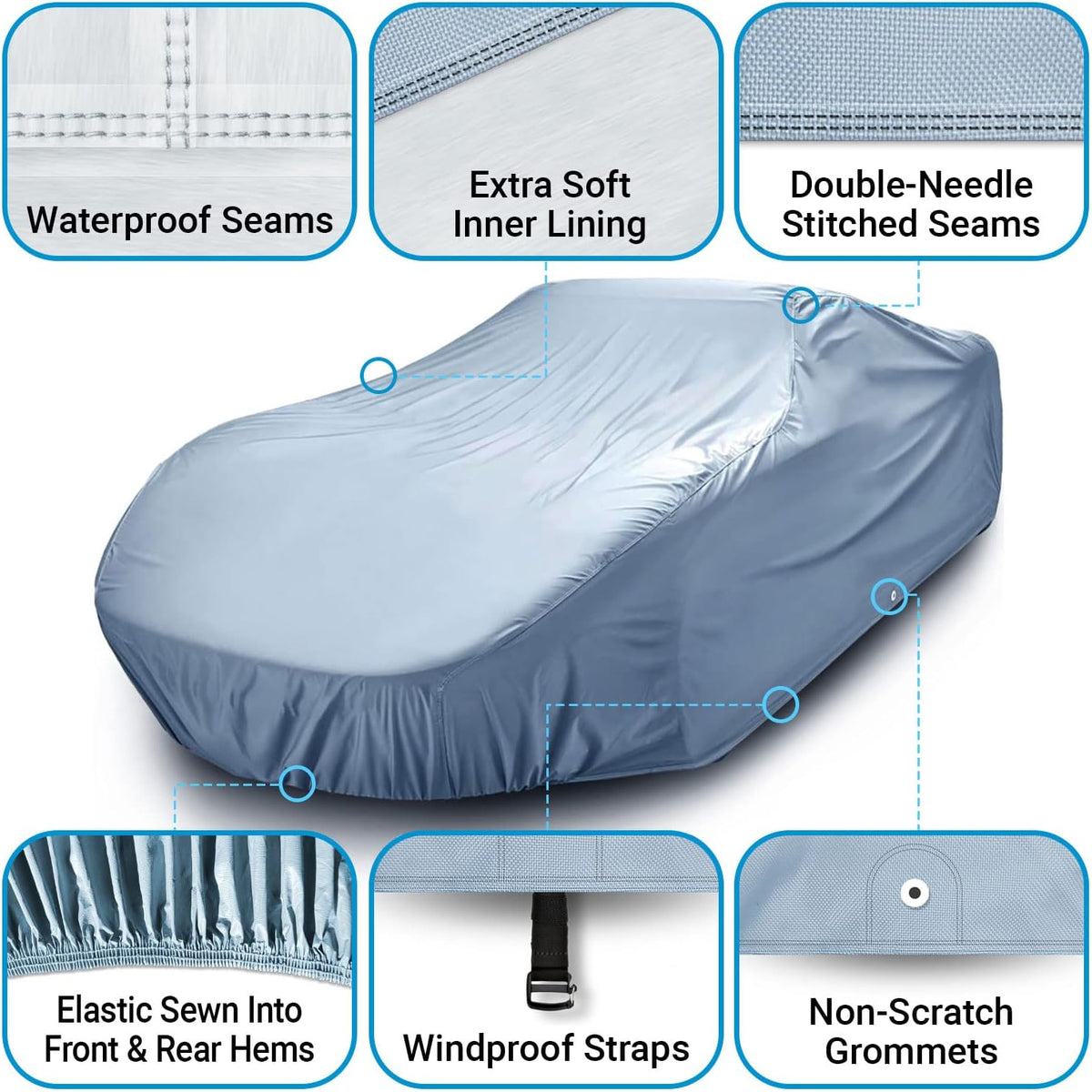 iCarCover Premium Car Cover for 1959-1970 Pontiac Catalina Heavy Duty Waterproof All-Weather Automobiles Custom Fit Indoor Outdoor UV Snow Protection Covers with Straps and Bag