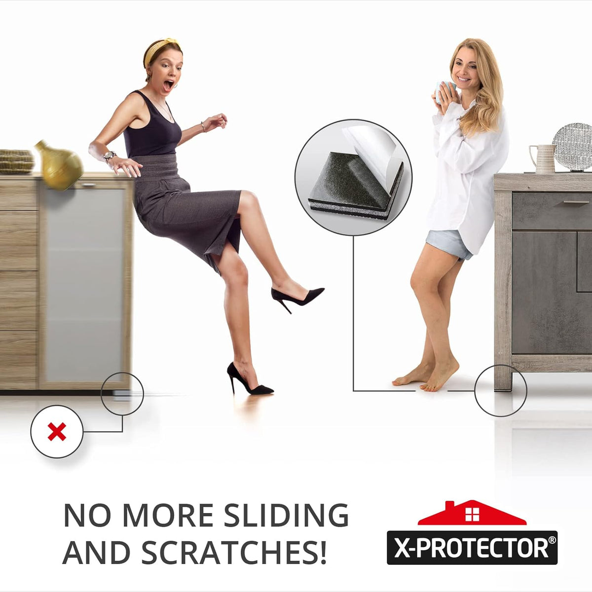 Non Slip Furniture Pads X-PROTECTOR - 16 pcs 2" - Premium Furniture Grippers! Rubber Feet Hardwood Floor Protectors for Furniture Legs - Couch Stoppers - Keep Your Furniture in Place Forever!