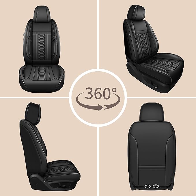 TTX LIGHTING for Nissan Rogue 2009-2026 Seat Covers: Waterproof Leather Seat Protector with Airbag Compatible (2 Front Seats,Black)
