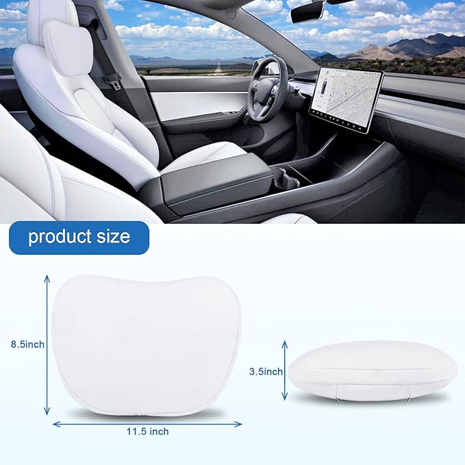 1 Pack Car Headrest Neck Pillow Fits for Tesla Model 3 Model Y Model S Model X Accessories,Car Seat Pillow Head Neck Rest Cushion(White)