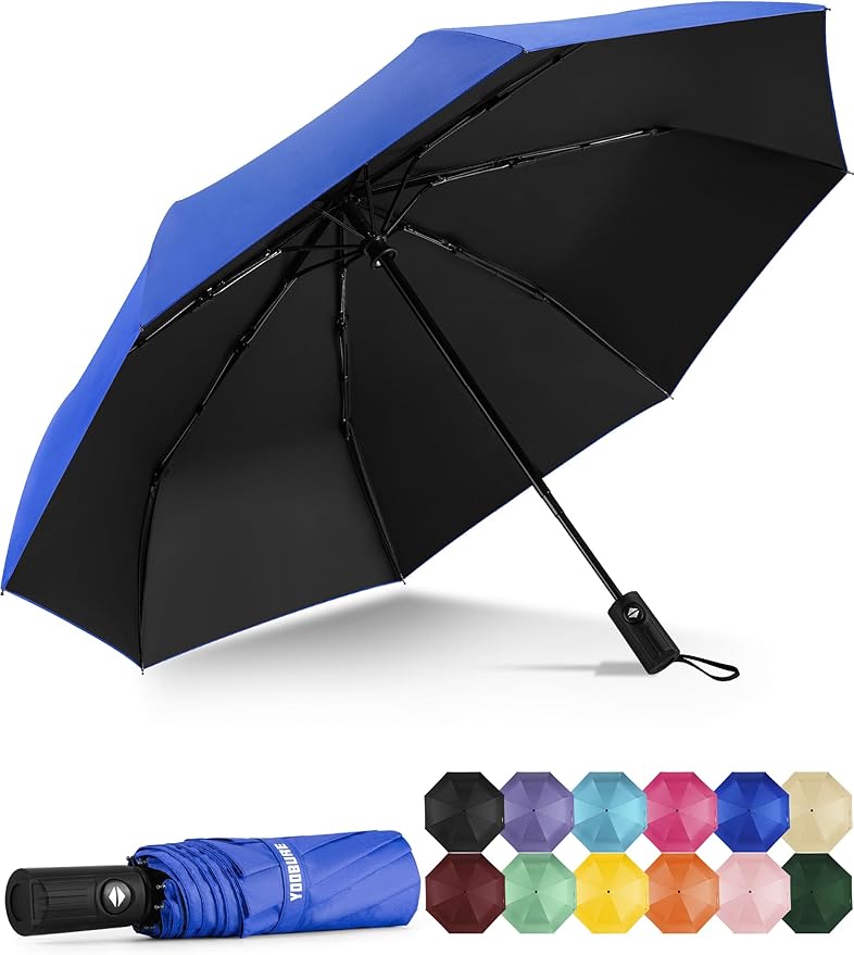 Yoobure Windproof Travel Umbrella - Automatic Umbrellas for Rain, Compact Folding Umbrella with UV Protection, Lightweight Portable Design for Backpack/Walking/Car, Sun & Storm Ready
