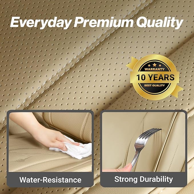 Coverland Custom Fit Car Seat Covers for SUV Compatible with [2022-2026 NX 350, 2022-2025 NX 450h+] Premium Waterproof Non-Slip Interior Seat Protector [Full Set Beige - Size Chart X70]