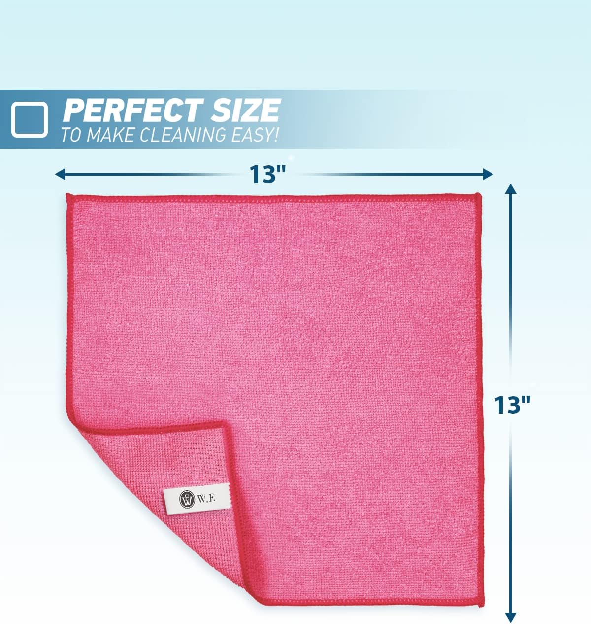 Microfiber Cleaning Cloth-24Pcs (13x13 inch) Ultra Soft Highly Absorbent Rags for Housekeeping-Machine Wash (HotPink)
