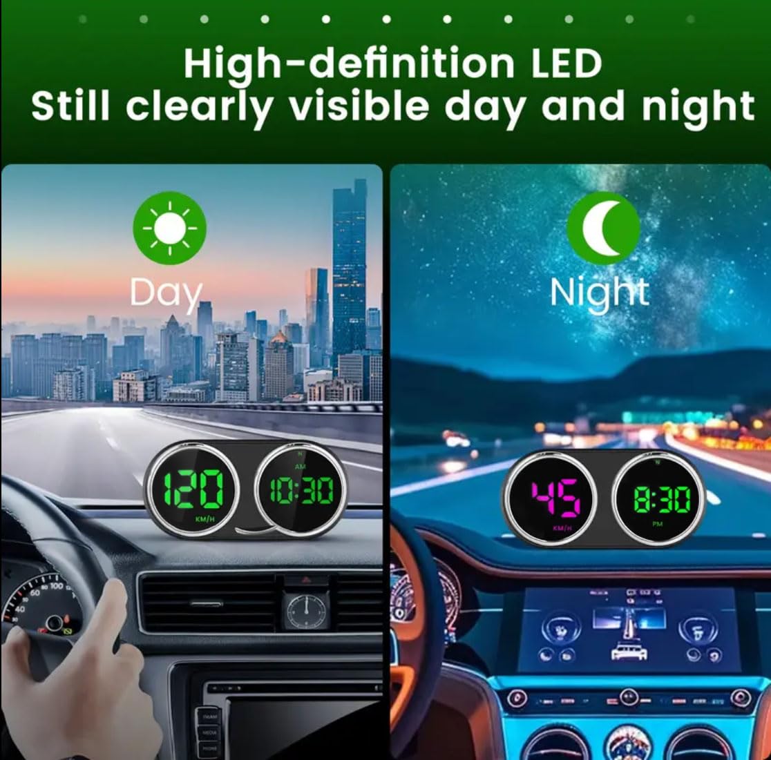 GPS Heads Up Display for Cars Digital Dashboard Speedomete with MPH/KMH, Universal HUD Display Car with 2M USB Cable and Clock, QC3.0 Fast Charger, Plug & Play for Car Boat Truck Motor SUV Golf Cart