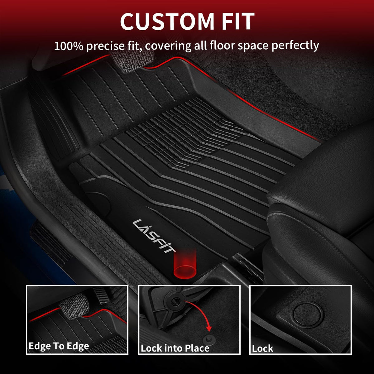 LASFIT Floor Mats for Mercedes Benz GLB 250/35 AMG 2025 2024 2023 2022 2021 2020, All Weather TPE Custom Fit Floor Liners for Mercedes Benz GLB250 & GLB35 AMG 1st & 2nd Car Mats, Black