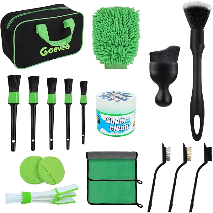18PCS Car Detailing Brush Set, Car Interior Detailing Kit for Cleaning Interior, Exterior, Wheels, Dashboard, Upholstery Care, Professional Car Care Kit for Car Owners and Enthusiasts