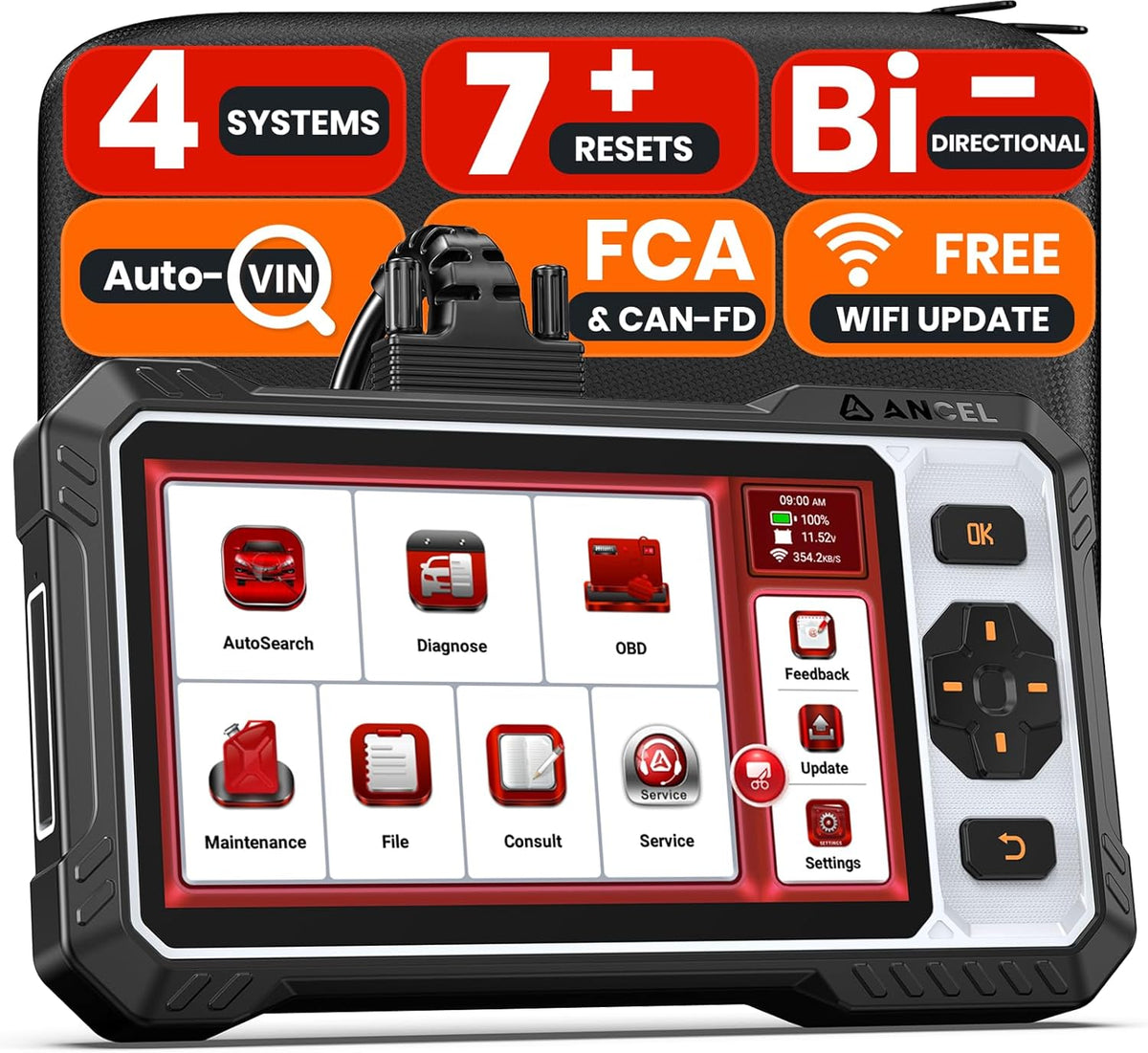 ANCEL OBD2 Scanner FX6000 Elite Bidirectional Scan Tool for ABS/SRS/Transmission/Enigne,7 Reset,Car Scanner with Active Test,Oil/Brake/SAS/Throttle/BMS Reset/ABS Bleeding/Gear Learning,FCA Support