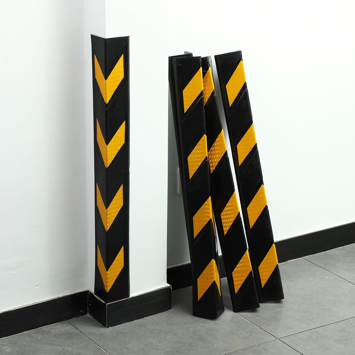 12 Pack Garage Wall Corner Guards, 31" Rubber Edge Protectors with Reflective Stripe for Parking Safety, Car Bumper and Wall Corner Protection