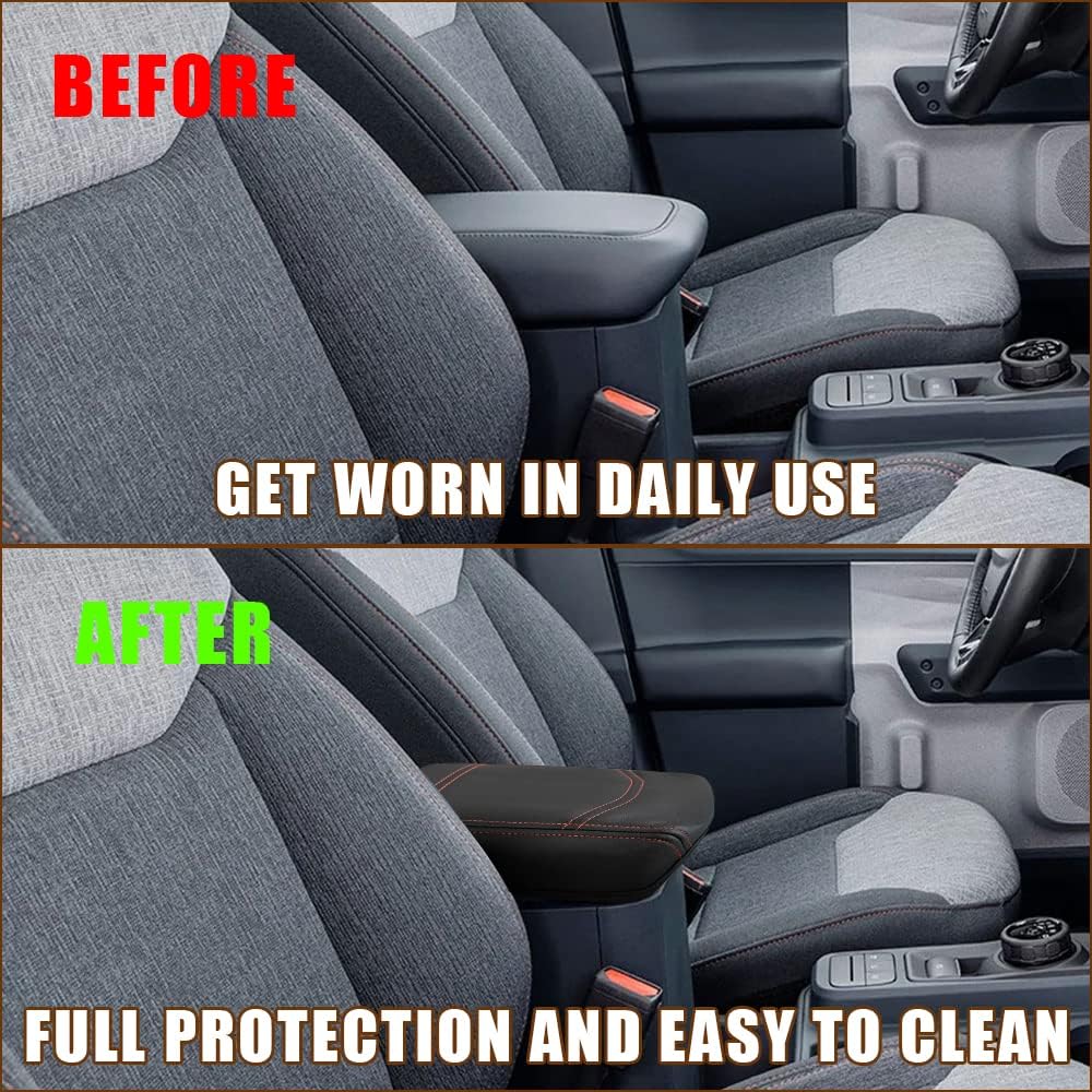 Muslogy Center Console Armrest Cover Compatible with Ford Maverick XL XLT Lariat 2022-2025 Accessories Cushion Pad Armrest Lid Protector Prevent Pets Scratches Regular Thick(Black)