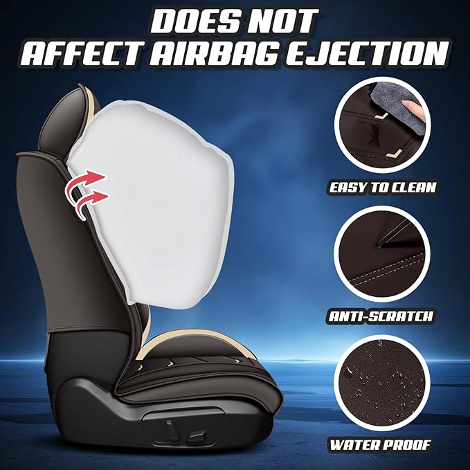 Car Seat Covers for Mercedes-Benz S-Class 2005-2025, Premium Nappa Leather Car Seat Cover, Stylish Sport Seat Covers， Automobile Seat Cover Sets.(Luxury 2 Seats/Coffee Color)