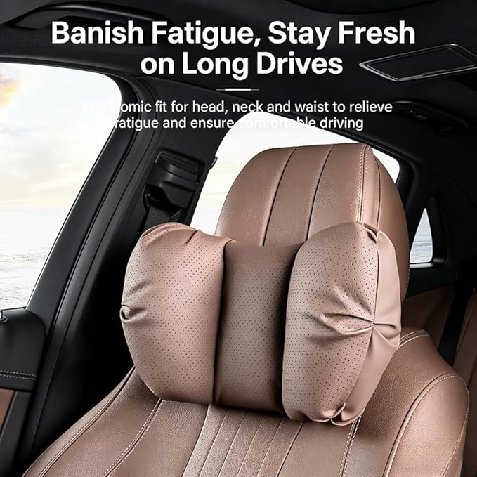 Car Neck Pillow & Lumbar Support for Porsche Cayenne Type 958.2 2015-2018 Ergonomic Breathable Mesh Auto Seat Back Cushion Headrest,Brown-Lumbar Support