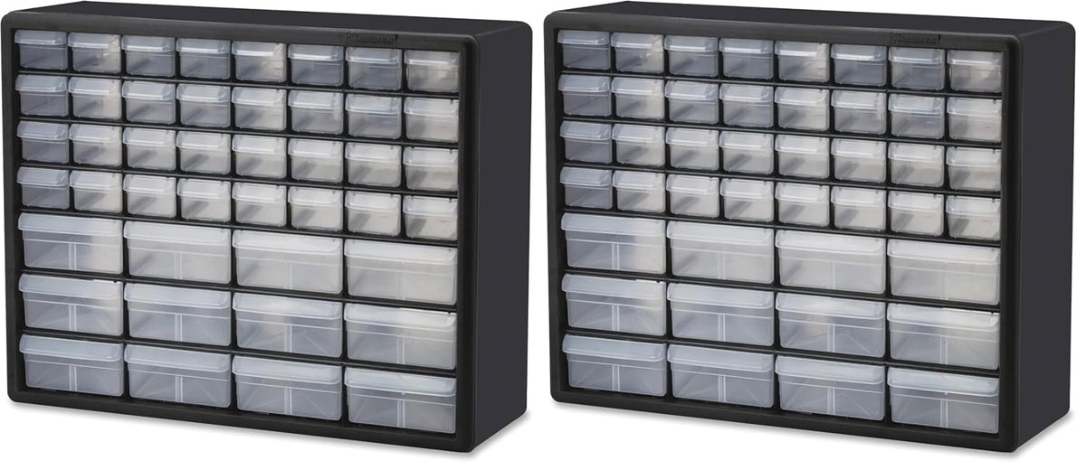 Akro-Mils 44-Drawer Plastic Drawer Storage Cabinet for Garage Organization, Bead Organizer, Building Bricks Storage, Teacher Toolbox, Makeup Organizer, 20-Inch W x 6-Inch D x 16-Inch H, 10144 Black