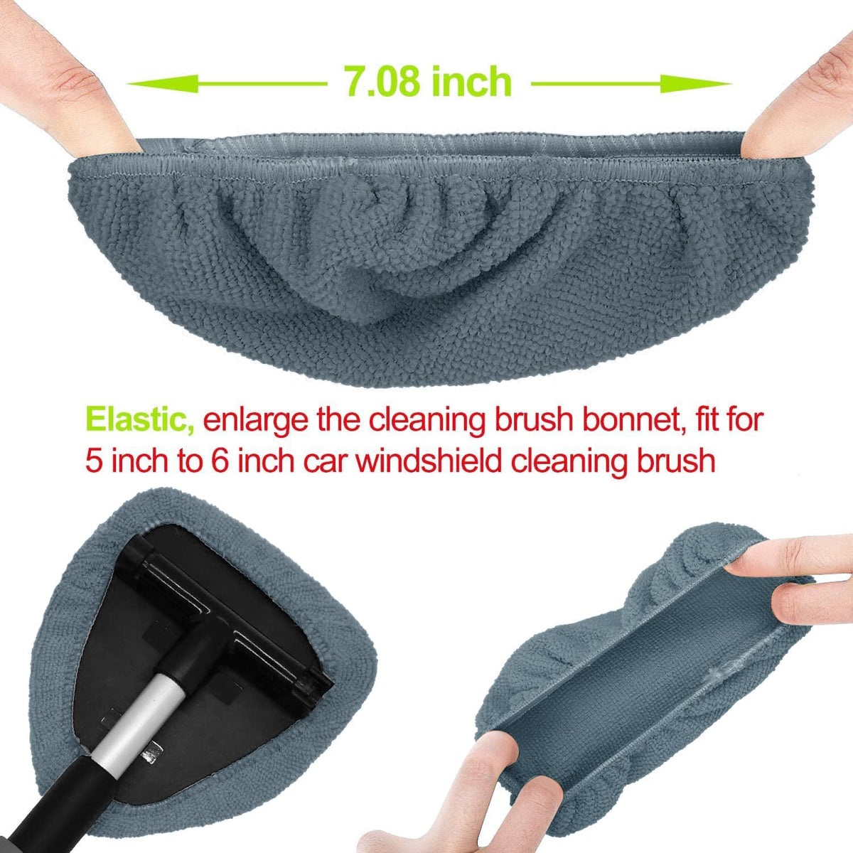 XINDELL 5 Pack Microfiber Pads – Replacement Heads Cover for Xindell Windshield Cleaner Tools. Washable & Reusable Triangle Pads (Grey). Fits Window Reach Tool - Handle Not Included
