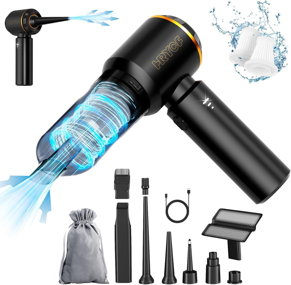 Handheld Vacuum,Car Vacuum Cleaner,4-in-1 20000PA High Power Portable Rechargeable Vacuum Cleaner with Brushless Motor, Small Handheld Vacuum & Air Blower & Pump-Black