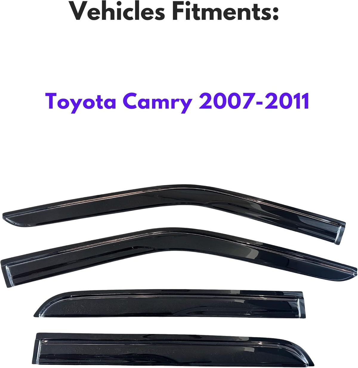 KPY Window Visor Compatible with Toyota Camry 2007-2011, 4PC Rain Guard Side Window Vent Deflectors Tape-On Mugen Style, 2007 2008 2009 2010 2011