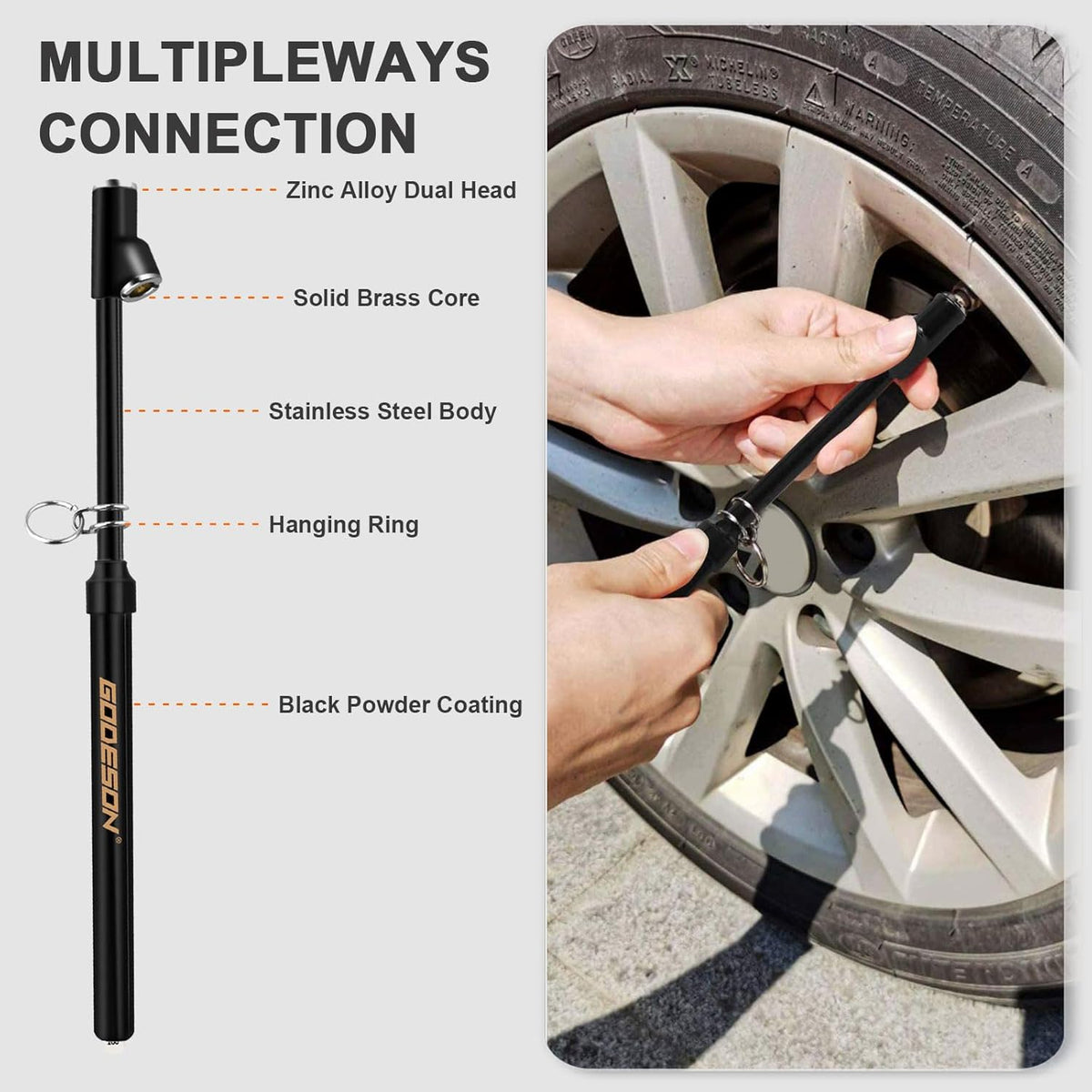 GODESON Dual Head Tire Pressure Gauge, Heavy Duty Pencil Tire Gauge Range 10-150PSI,Dual Head Truck Pen Air Pressure Gauge…