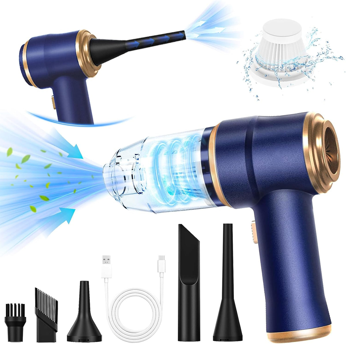 Handheld Car Vacuum Cleaner, Portable Cordless Mini Vacuums with Multi-Nozzles, High Power Dry Hand held Vacuum for Car, Computer, Sofa, Office, Pet, Home
