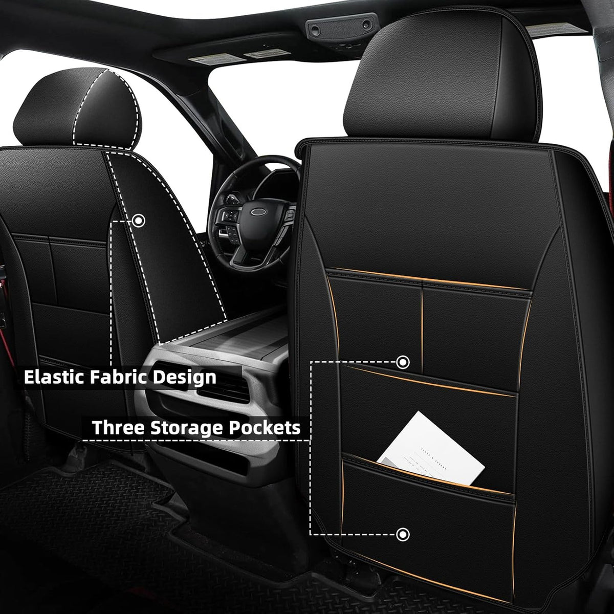 AOMSAZTO Seat Covers Fit for Honda Ridgeline 2006-2024 2025: Crew Cab 2PCS Front Car Seat Covers Faux Leather Truck Pickup Seat Cushion Protector - Front Seats Without Armrests(Front Pair, Redline)