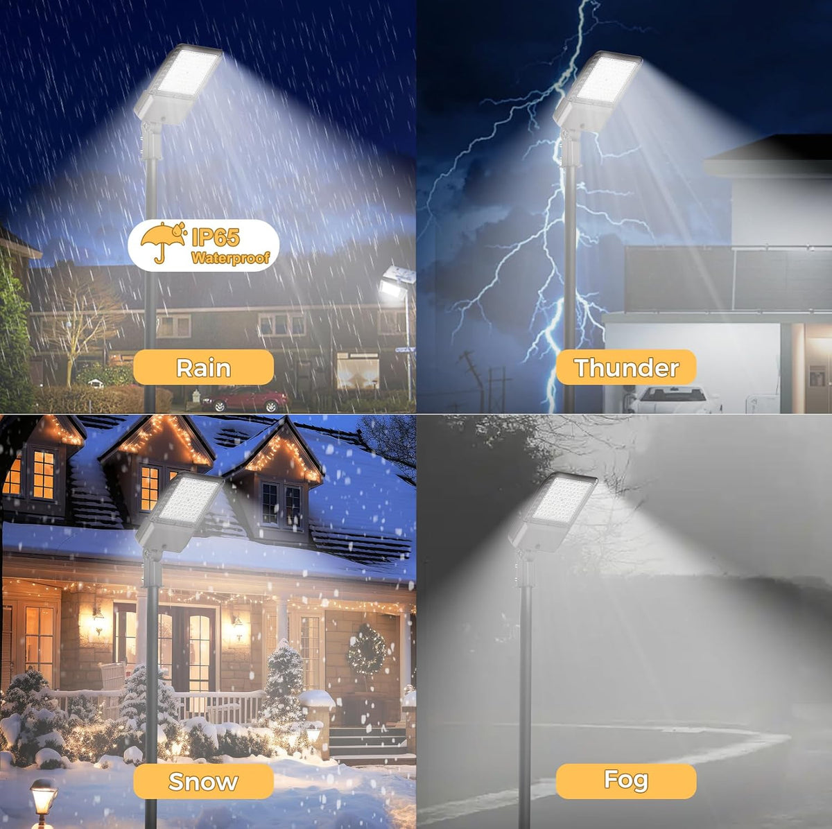 340W LED Parking lot Lights Commercial Oudoor Lighting Street Light with Dusk to Dawn Photocell 61200LM 6000K IP65 Waterproof 100-277V for Driverway Parking Lot 6 Pack