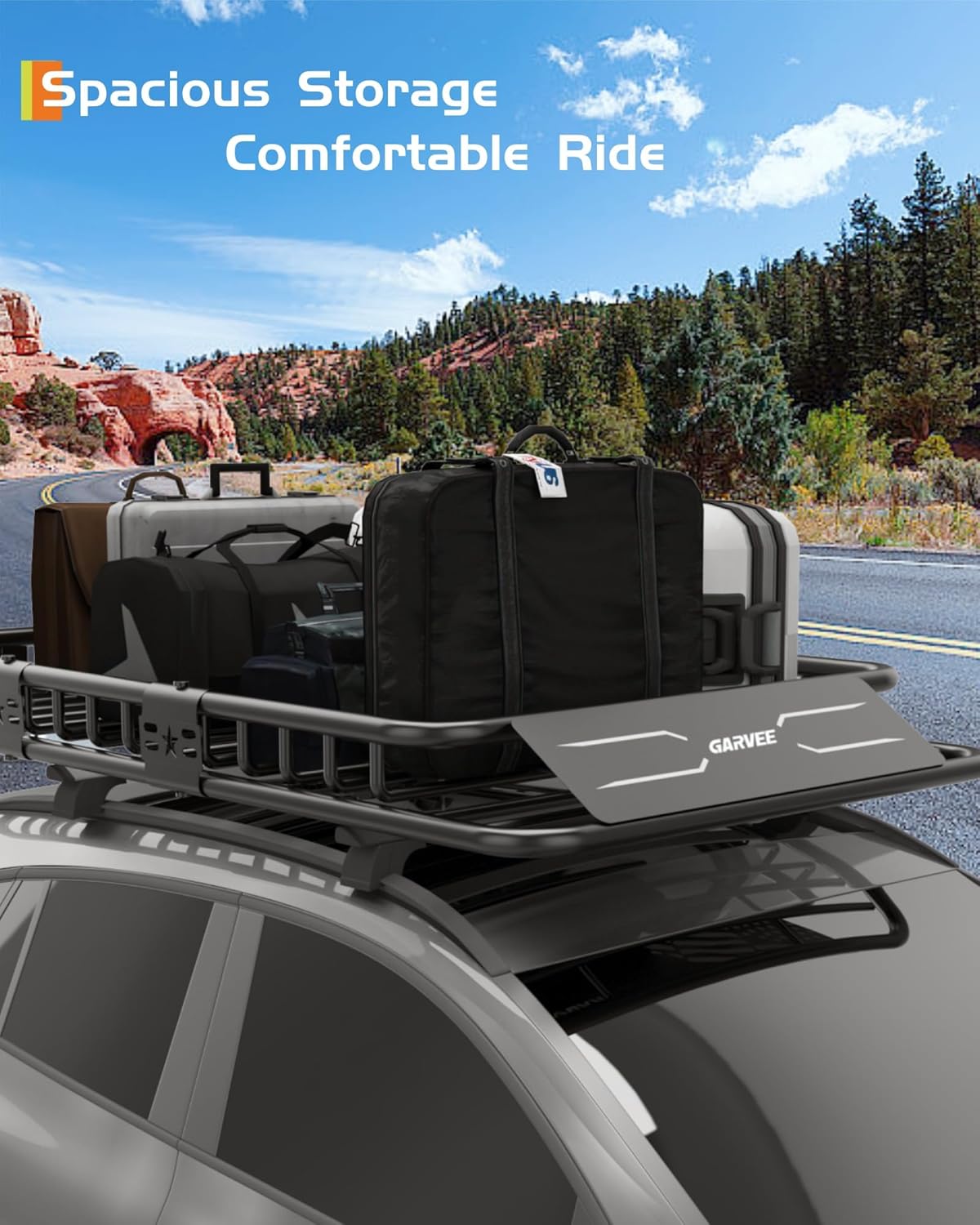 51" x 36" Universal Roof Rack Carrier Basket, 200 Lbs Capacity Car Cargo Rack with Extension Luggage Holder Basket Heavy Duty for SUVs, Trucks, Vehicles