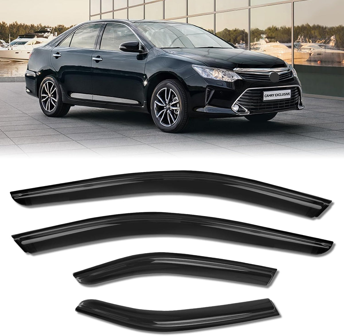 Rain Guards for Car Windows, Tape-On Window Visors Rain Guards Fit for 2012-2014 Toyota Camry, Window Deflectors, Vent Visors for Toyota Car Accessories, 4 Pieces
