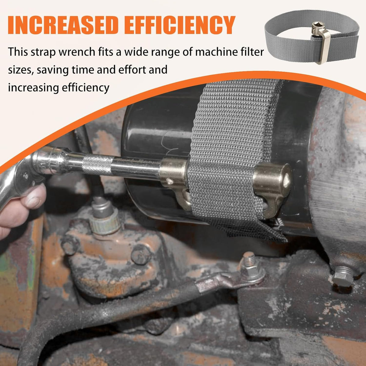 Heavy Duty Strap Oil Filter Wrench for Various Up to 6-1/2 inches Filter & Plumbing Removal Tool
