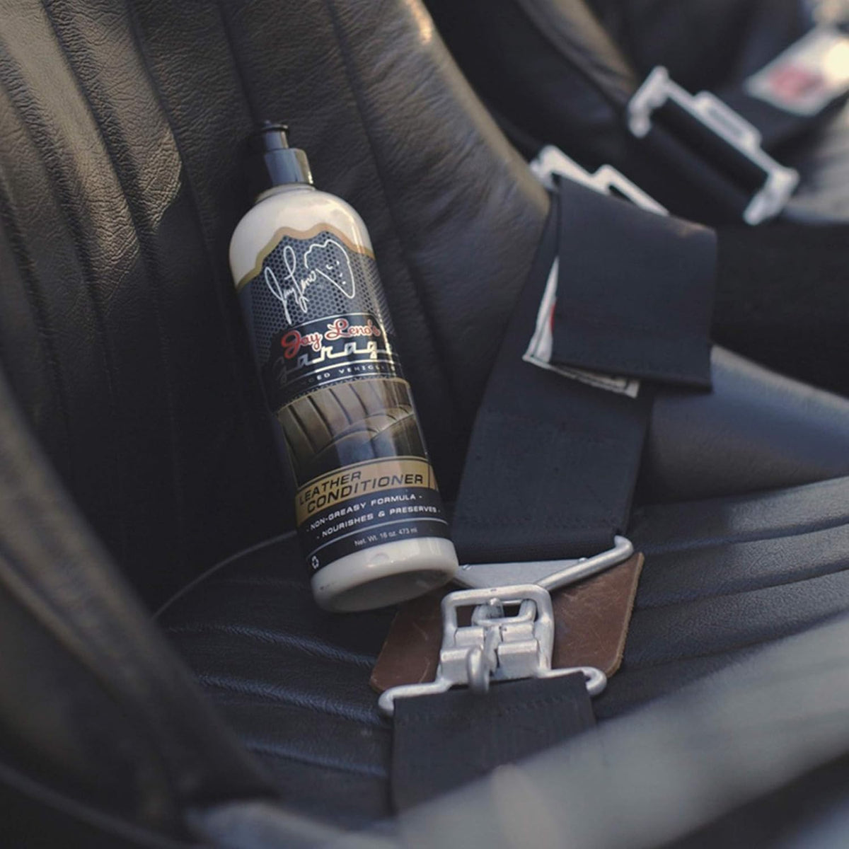 Jay Leno's Garage Leather Conditioner – 16 oz | Nourishes & Protects Car Leather | Lanolin & Beeswax Formula | Prevents Cracking & Fading | Non-Greasy Finish