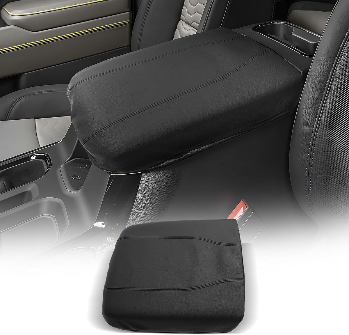 CDEFG for Chevrolet Silverado EV 2024 2025 Center Console Cover Armrest Box Cover for Chevy Silverado EV (Work Truck, LT, RST) Accessories Arm Rest Protector
