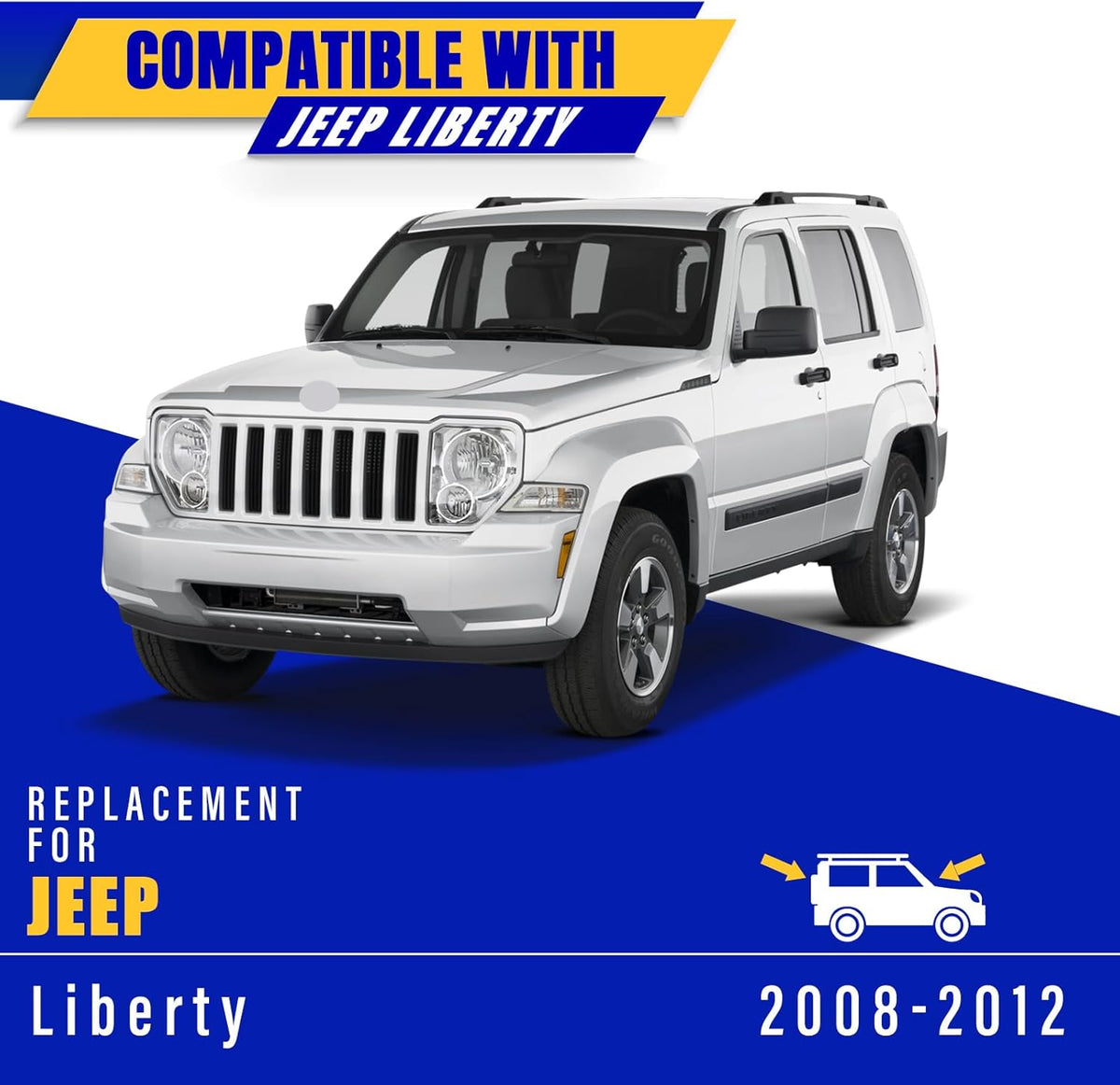 3 wipers Replacement for 2008-2012 Jeep Liberty, Windshield Wiper Blades Original Equipment Replacement - 19"/19"/14" (Set of 3) U/J HOOK