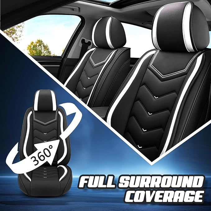 Car Seat Covers for Lexus ES 350 2007-2026, Premium Nappa Leather Car Seat Cover, Stylish Sport Seat Covers， Automobile Seat Cover Sets.(Standard 5 Seats/Black White)