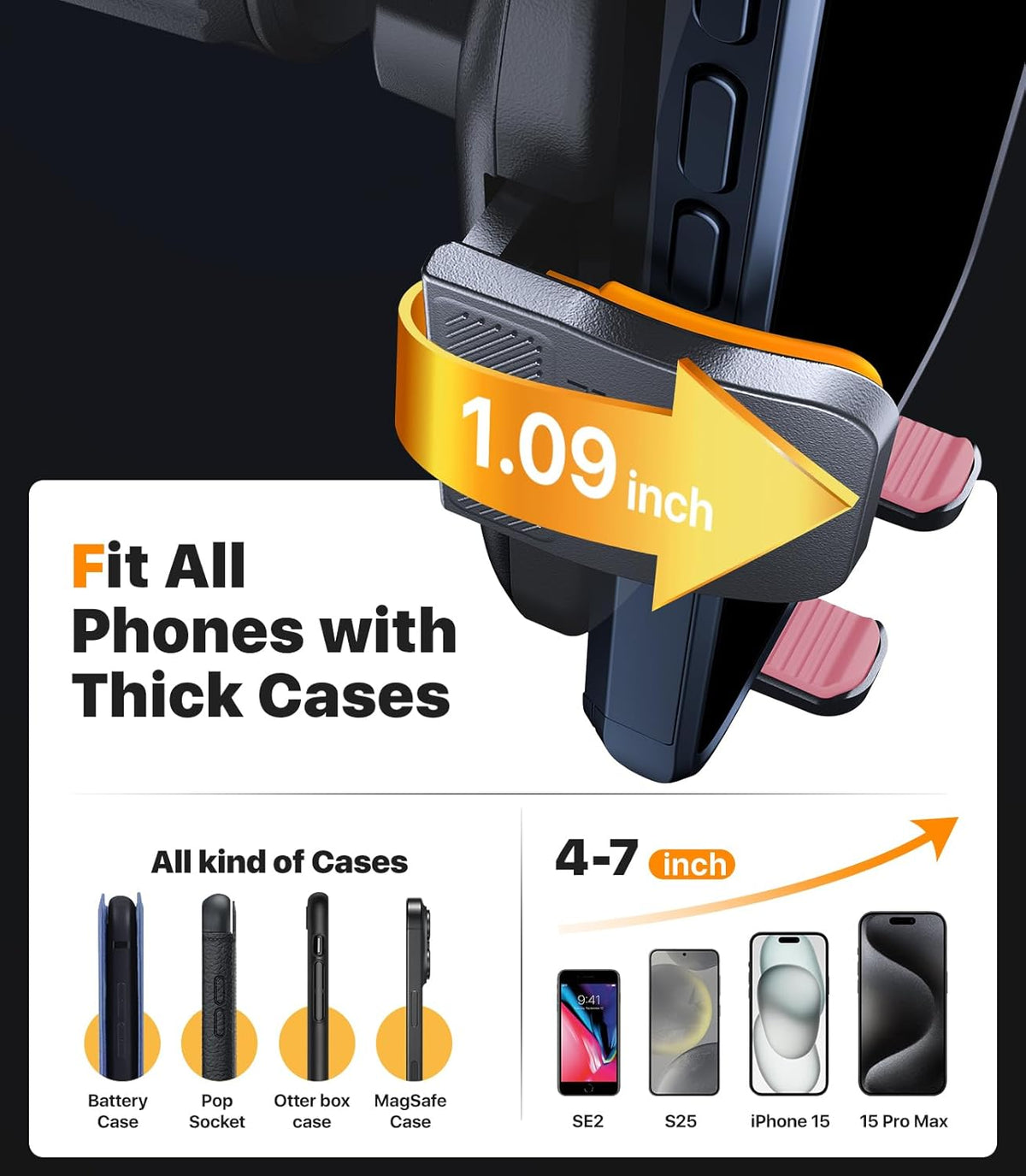 Ultra Stable Phone Holders for Your Car [Powerful & 360 Adjustable Suction Cup] Universal Car Phone Holder Mount Long Arm Flexible Car Mount for Dashboard Windshield Air Vent All Phone Case - Pink