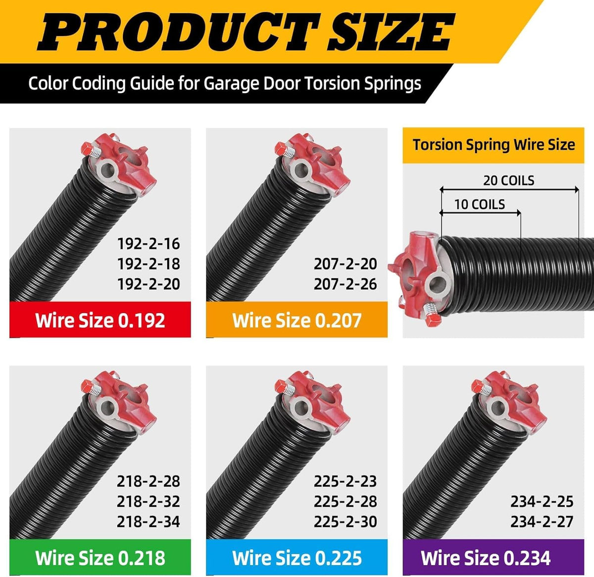 Pair of 2"Garage Door Torsion Springs Set with Non-Slip Winding Bars, Electrophoretic Coated (0.218X2"X32")