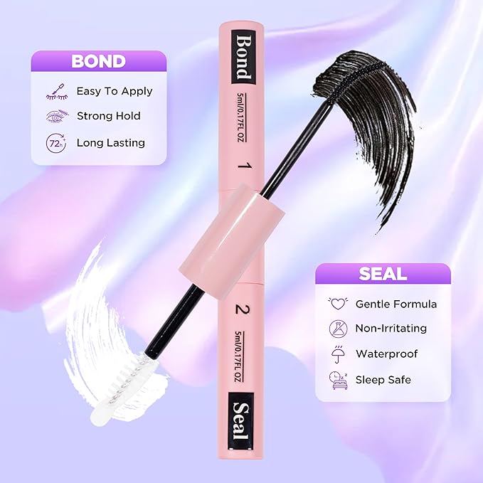 Lash Extension Kit DIY Lash Clusters Kit Eyelash Extensions Individual Lashes Extensions with (Bond,Seal,Tweezers,280Pcs,50D+60D, 0.07D,10-18mm)